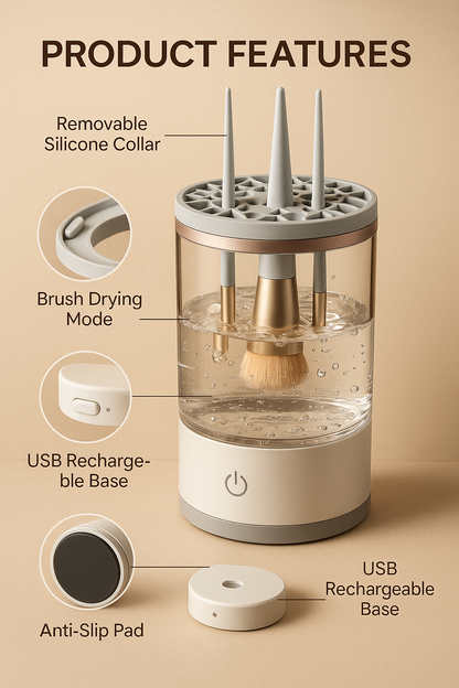 DermalaWhirl 3-in-1 Makeup Brush Cleaner & Dryer | USB-C 7000 RPM